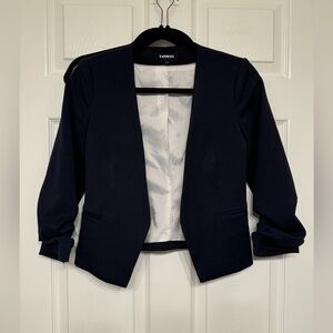 Navy cropped suit blazer
